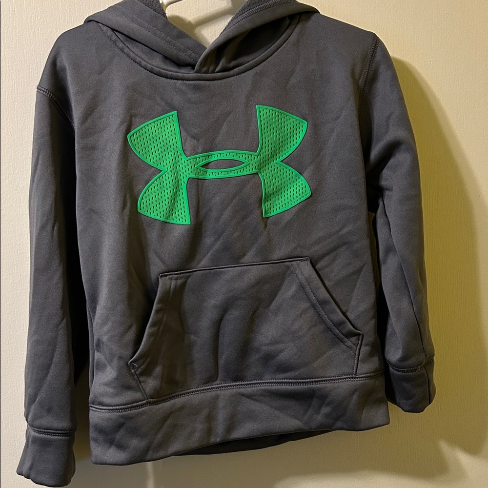 Under Armour Charcoal Hoodie with Neon Green Emblem